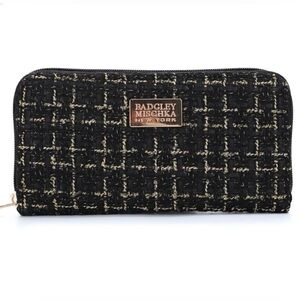 Badgley Mischka Tara Tweed Wallet | Elegant Zip-Around